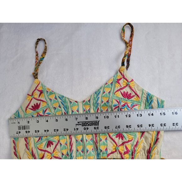 Raaga Womens Embroidered Maxi Dress Small Multicolor Bohemian Adjustable Straps - Picture 7 of 10